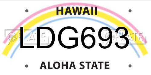 LDG693 Hawaii License Plate