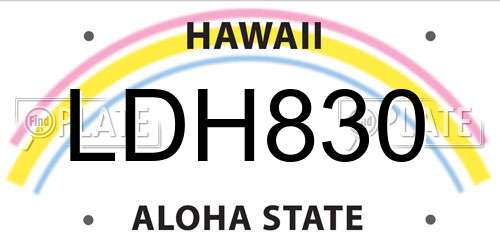 LDH830 Hawaii License Plate