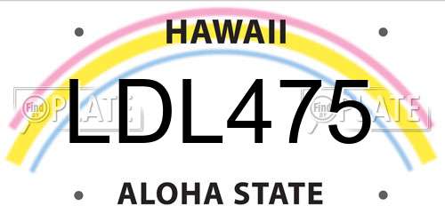 LDL475 Hawaii License Plate
