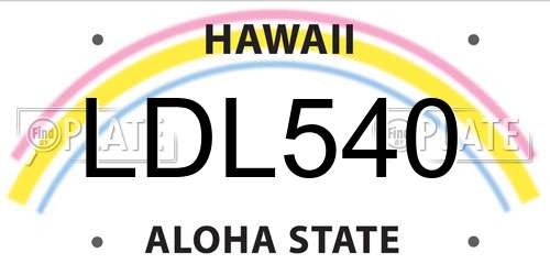 LDL540 Hawaii License Plate