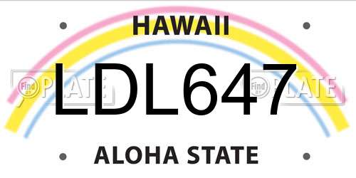 LDL647 Hawaii License Plate