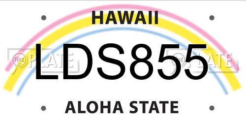 LDS855 Hawaii License Plate