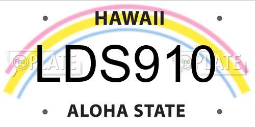 LDS910 Hawaii License Plate
