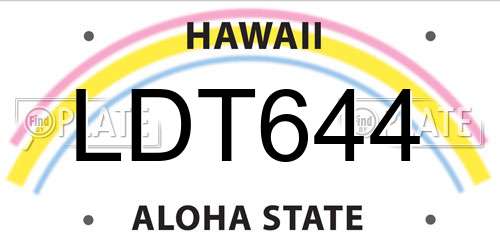 LDT644 Hawaii License Plate