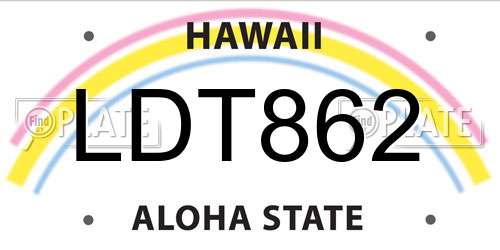 LDT862 Hawaii License Plate