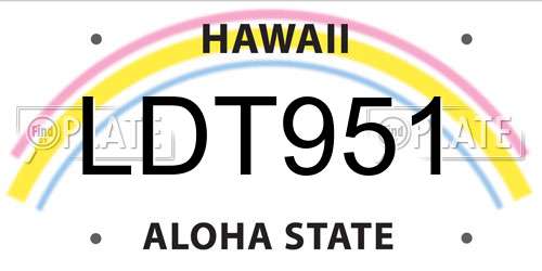LDT951 Hawaii License Plate