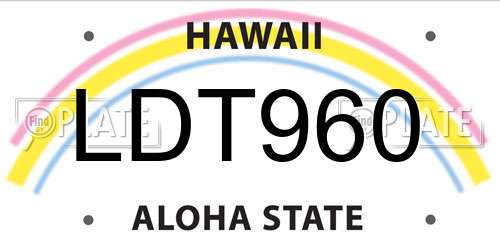 LDT960 Hawaii License Plate