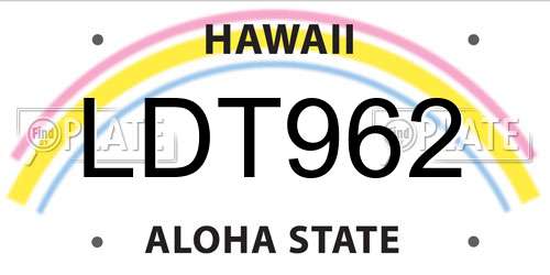 LDT962 Hawaii License Plate