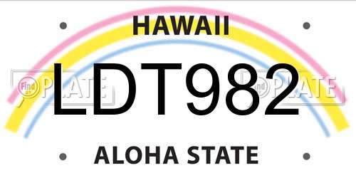 LDT982 Hawaii License Plate