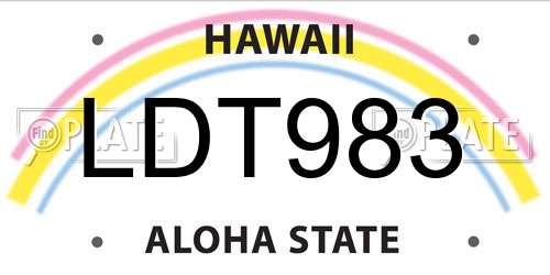 LDT983 Hawaii License Plate