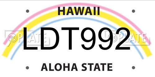 LDT992 Hawaii License Plate