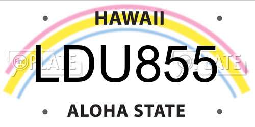 LDU855 Hawaii License Plate