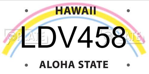 LDV458 Hawaii License Plate