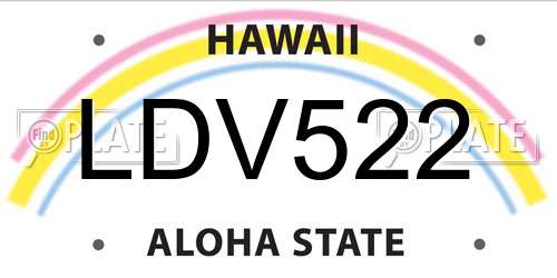 LDV522 Hawaii License Plate