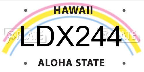 LDX244 Hawaii License Plate