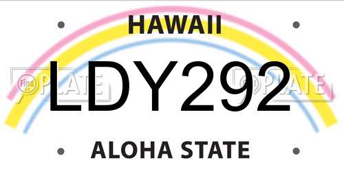 LDY292 Hawaii License Plate