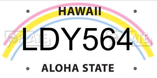 LDY564 Hawaii License Plate
