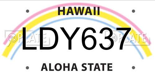 LDY637 Hawaii License Plate