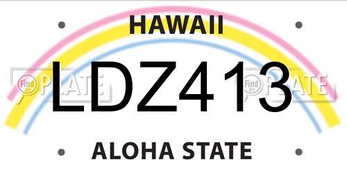 LDZ413 Hawaii License Plate