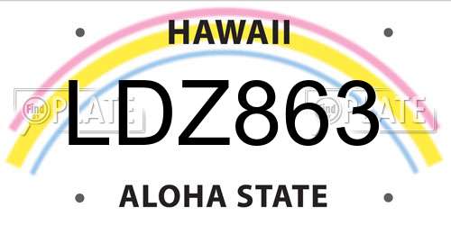 LDZ863 Hawaii License Plate