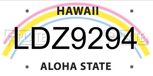 LDZ9294 Hawaii License Plate