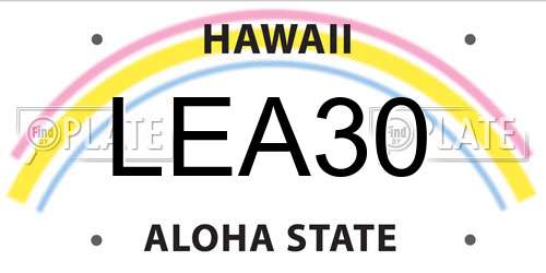 LEA30 Hawaii License Plate