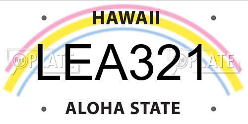 LEA321 Hawaii License Plate