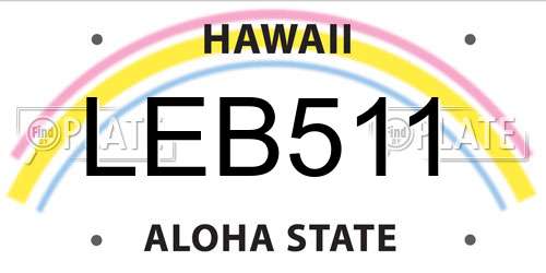 LEB511 Hawaii License Plate