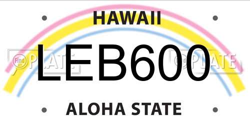 LEB600 Hawaii License Plate