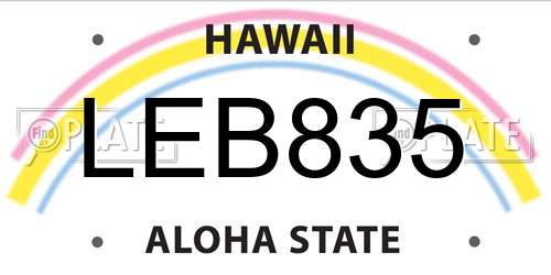 LEB835 Hawaii License Plate