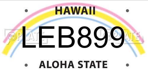 LEB899 Hawaii License Plate