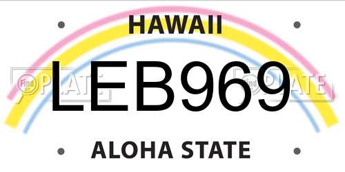 LEB969 Hawaii License Plate