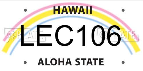 LEC106 Hawaii License Plate