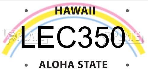 LEC350 Hawaii License Plate