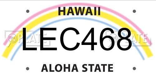 LEC468 Hawaii License Plate