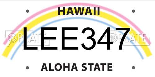 LEE347 Hawaii License Plate