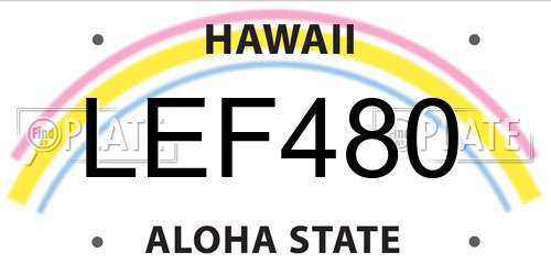 LEF480 Hawaii License Plate