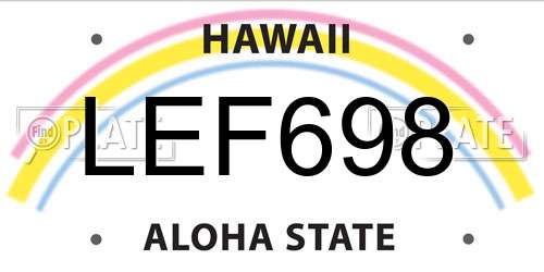 LEF698 Hawaii License Plate
