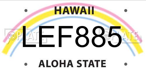 LEF885 Hawaii License Plate