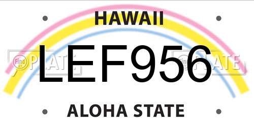 LEF956 Hawaii License Plate