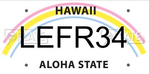LEFR34 Hawaii License Plate