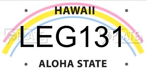 LEG131 Hawaii License Plate