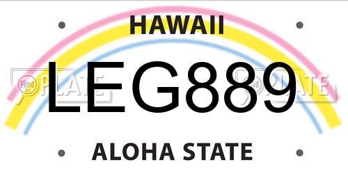LEG889 Hawaii License Plate