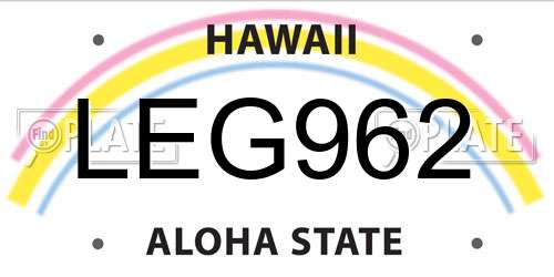 LEG962 Hawaii License Plate