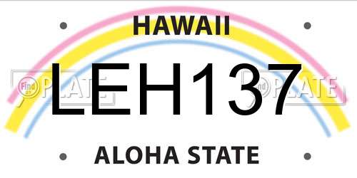 LEH137 Hawaii License Plate