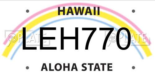 LEH770 Hawaii License Plate