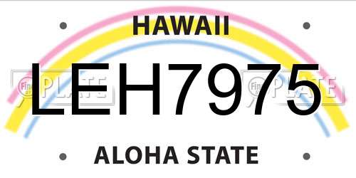 LEH7975 Hawaii License Plate