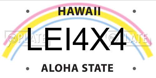 LEI4X4 Hawaii License Plate