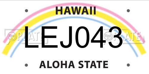 LEJ043 Hawaii License Plate