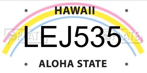 LEJ535 Hawaii License Plate